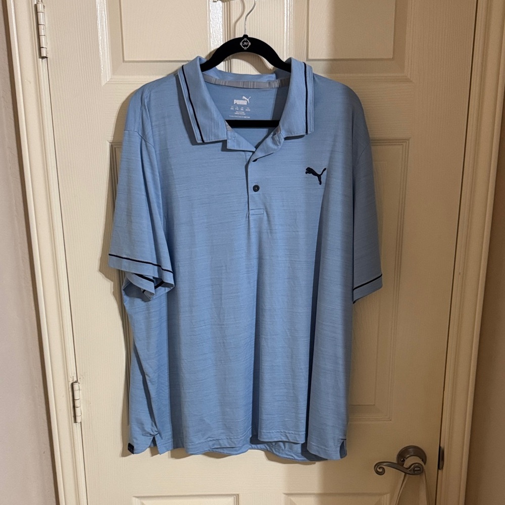 Puma Men's Sky Blue Polo with Contrast Trim